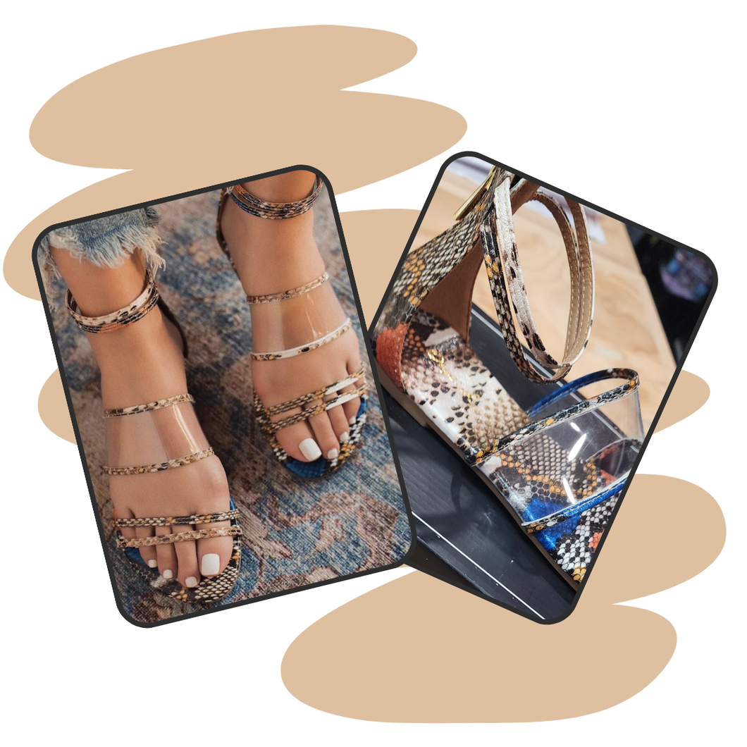 Camel Snakeskin Sandal