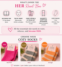 Load image into Gallery viewer, HER Reset Box 💖 | Mother’s Day Gift Set (Book + Self-Care + Cozy Socks)
